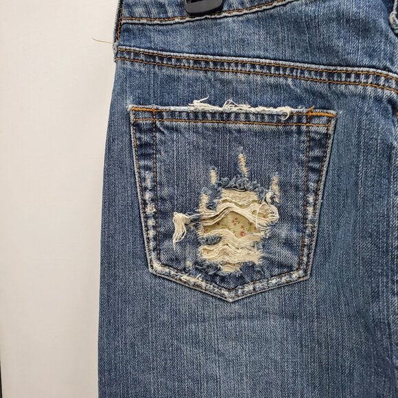 Hippie Junior's‎ Y2K Distressed Country Patch Boho Long Denim Maxi Skirt 7/28 - Picture 12 of 14